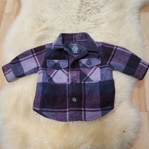 Purple Plaid Button-Up Shacket